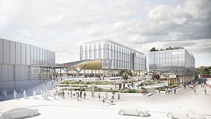 Artist impression of Crewe Railway Station entrance from Weston Road (1)