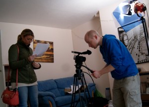 Ashley Dean filming a horror in Nantwich