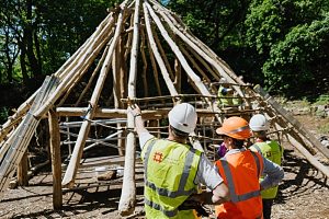Volunteers rebuild 4,000-year-old Bronze Age house at Beeston Castle
