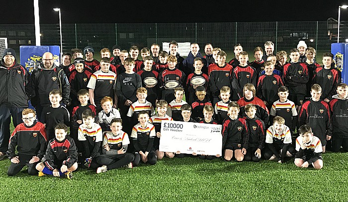 Sale Sharks gift - Ben and Tom Curry (back row) at Crewe and Nantwich Rugby Club