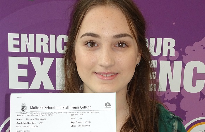 Bethany Lawries picks up amazing GCSE grades at Malbank School