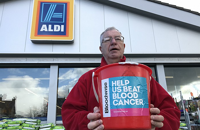 Bloodwise volunteer Ben Reinhardt at Aldi Nantwich