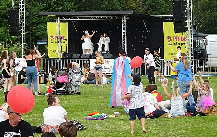 Pride in park - Bosom Buddies perform on stage