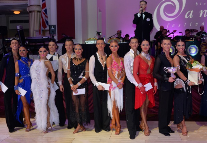 British Amateur Latin Under 21's Champions, AJ and Chloe, with other competitors