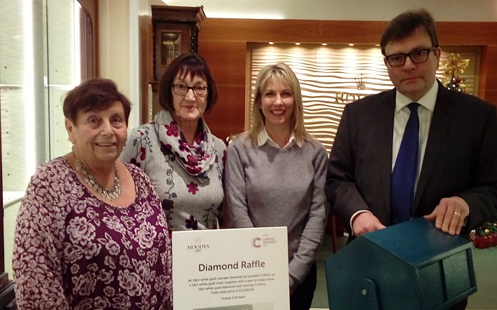 diamond raffle - C H Moody jewellers help raise £4,000 for cancer research