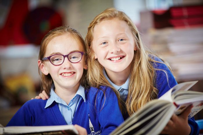Sounds and District Primary School in Nantwich Chesire, Caitlin Shaw aged 10 and Anouska Bancks (cor) aged 11 have gove work hard to achieve scholarships