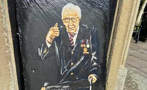 Captain Sir Tom Moore painting back on display in Nantwich