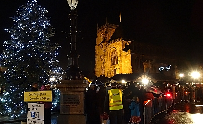 Carols in the Square - with the Christmas tree and St James Church in the background