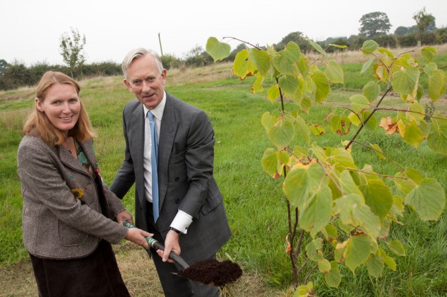 Charlotte Harris & David Briggs  plant a commemorative lime tree