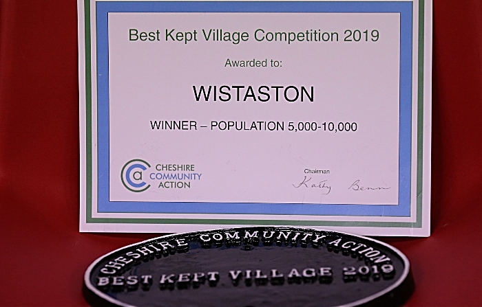 Cheshire Community Action ‘Best Kept Village Competition 2019 - population 5,000-10,000’ certificate and plaque (1)