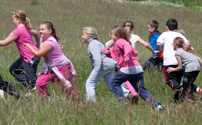 Children enjoying the wildflower meadows