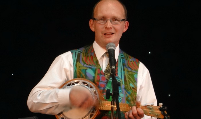 Jazz Festival - Chris White from South Cheshire George Formby Ukulele Society performs at the Nantwich Civic Hall