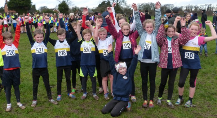 Crewe & Nantwich U11s girls and boys celebrate medals at Cheshire Cross country Championships