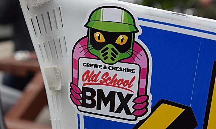 Crewe and Cheshire old school BMX group logo sticker on a participants BMX (1)