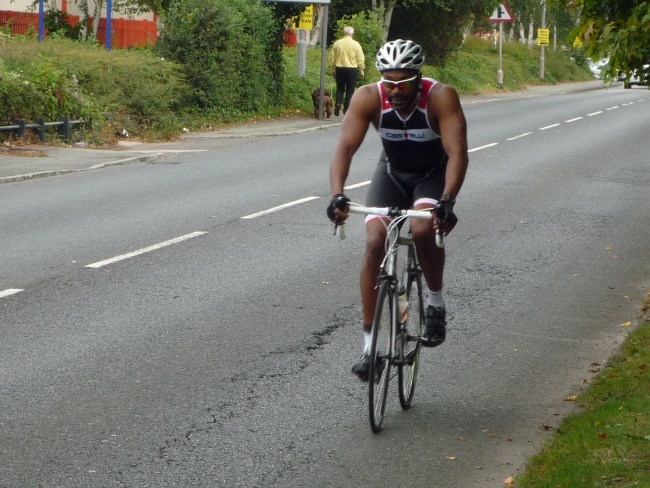 Cycle - competitor on road near Barony Park