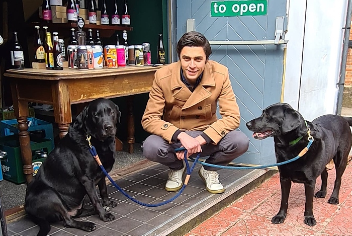 dog friendly - Dale Robson with Denzel and Welly at Ebenezer's Craft Beer & Gin in Nantwich after the dogs were safely found (1)