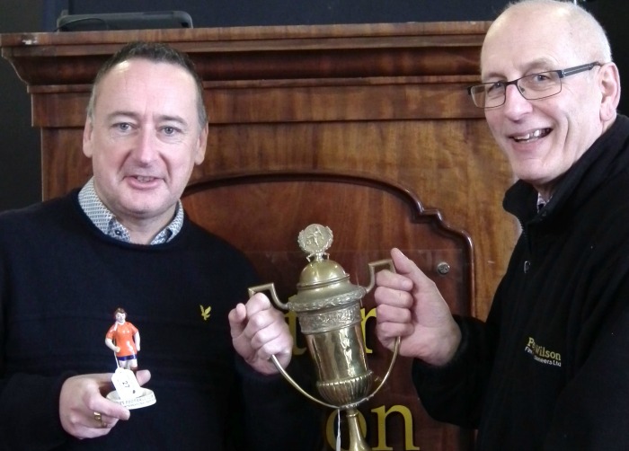 Dave Alexander and football trophy at nantwich auction