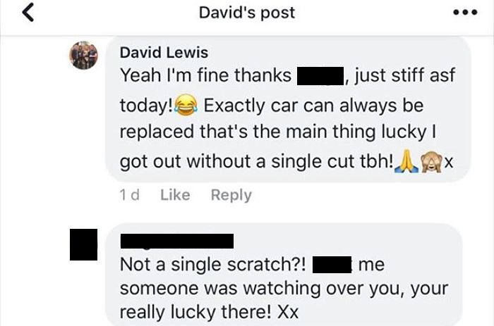 David Lewis facebook post day after accident_censored