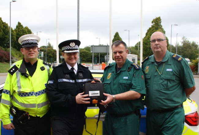 Defibrillators donated by NWAS to Cheshire Police