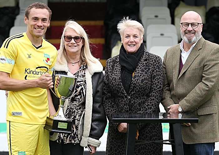 Eddie Morris Memorial Trophy presentation - Dabbers captain Joel Stair with Janet Crowe, Gail Smith and John Morris (1)