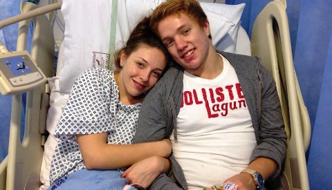 Ellie Calder in hospital with boyfriend James