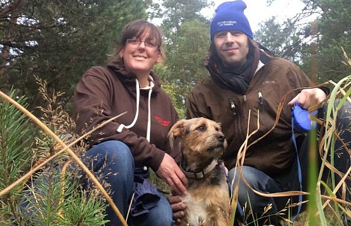 Emma and Neil Husband with rescue dog Timo