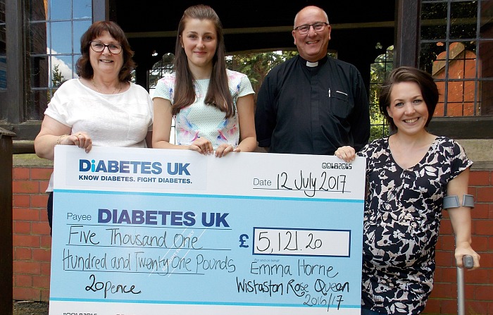Diabetes UK - Emma's mum, Chris with Emma, Rev. Mike Turnbull and Maria Whittaker from Diabetes UK