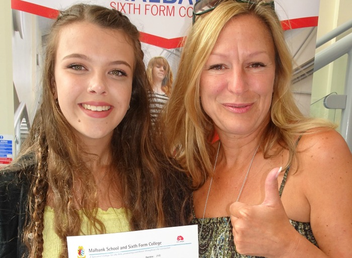 Eve Middleton celebrating results with her mum