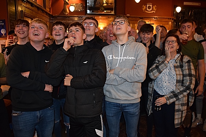 FA Cup first round draw Mon 21-10-19 - Nantwich Town fans watch a TV and await the draw in eager anticipation (1)