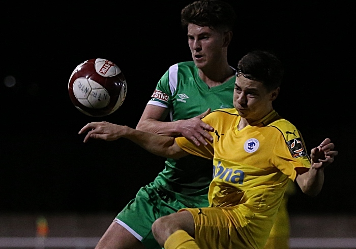 First-half - Jamie Morgan fights for the ball (1)