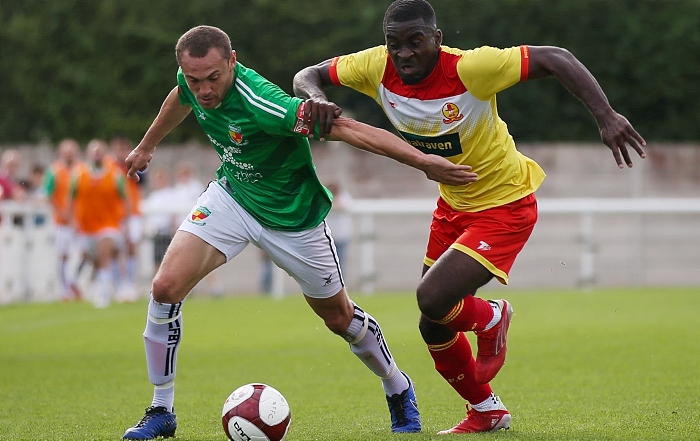 First-half - Joel Stair fights for the ball with Ben Acquaye (1)