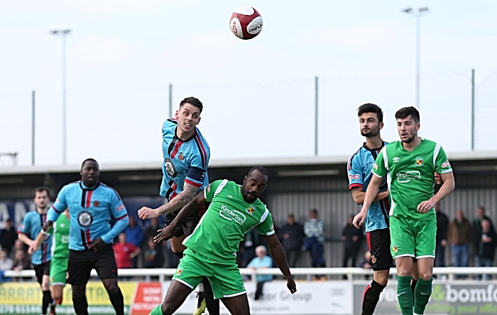 First-half - Mickleover Sports win a header (1)