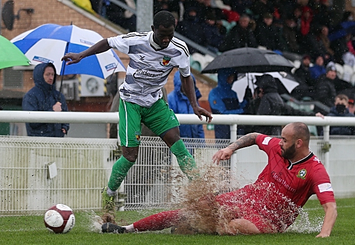 First-half - Nantwich Refrigeration Services Man of the Match Prince Haywood eyes the ball (1)