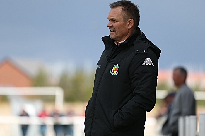 Leek - First-half - Nantwich Town Manager Dave Cooke oversees the action (1)