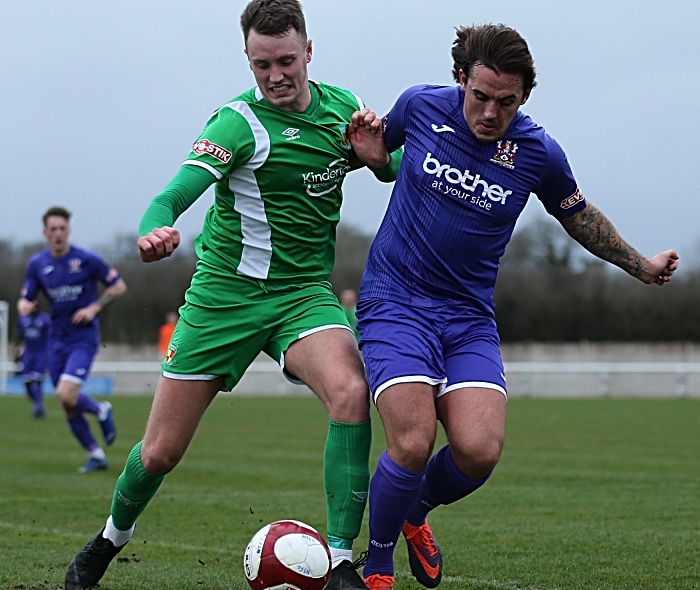 First-half - Toby Mullarkey challenges for the ball (1)