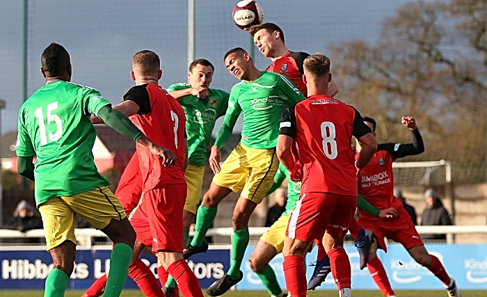 First-half - Troy Bourne fights for the ball (1)