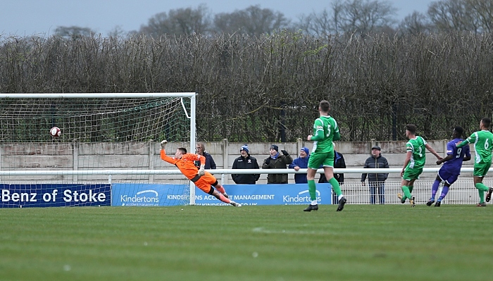 First-half - first Stalybridge goal - controversial goal from Neil Kengni (No.9) as Matt Bell floored with a head injury (1)