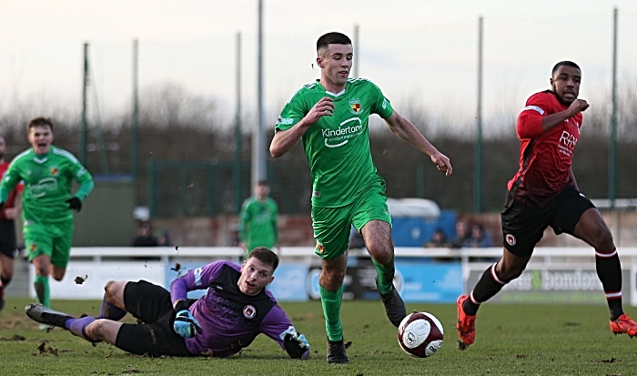 First-half - third Nantwich Town goal - Ethon Varian (his second goal) v Hyde