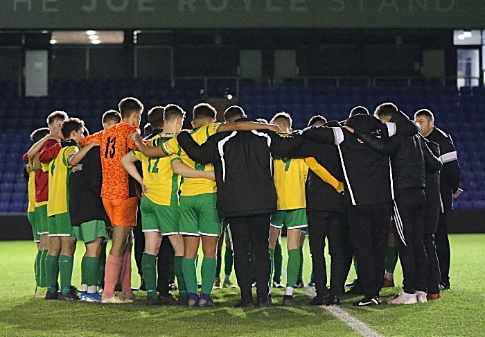 Full-time - Dabbers players and management come together in front of The Joe Royle Stand (1)