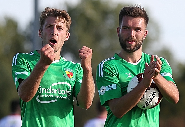 Full-time - James Lawrie and Joe Davis celebrate victory with fans v Scarborough