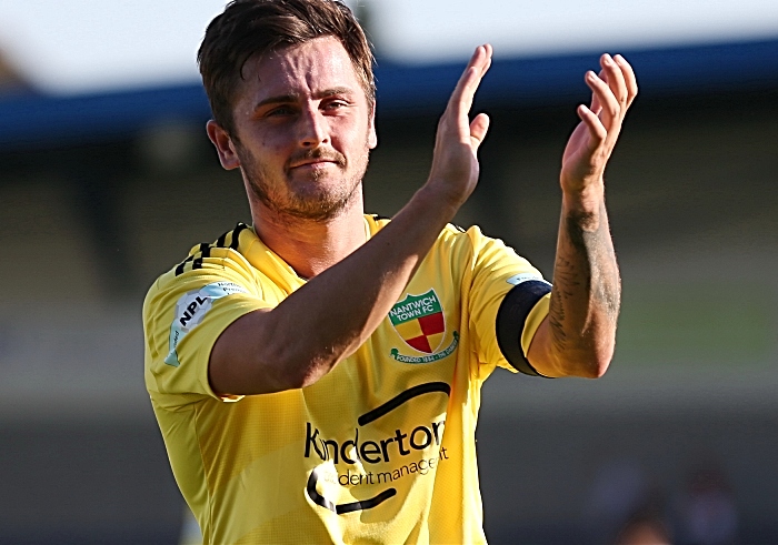 Full-time - Nantwich Town captain and goalscorer Caspar Hughes thanks the fans (1)