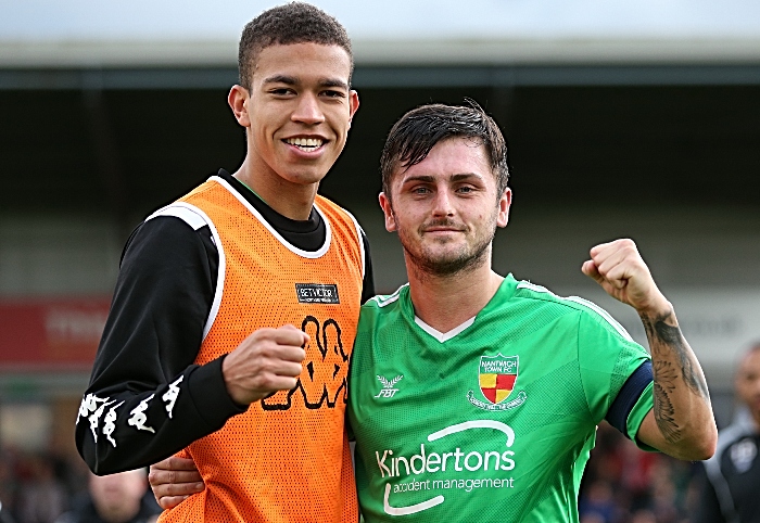 Full-time - winning goal scorer Troy Bourne and captain Caspar Hughes (1)