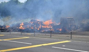 A500 HGV hay fire near Shavington causes long delays