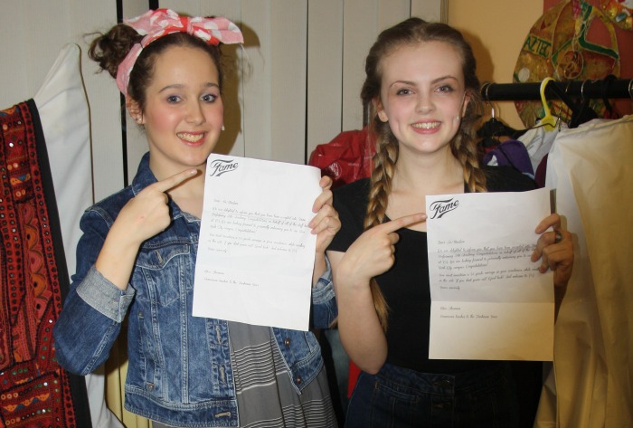 Fame - Hannah Smith and Alice-May Shaw proudly show their 'Fame letters'