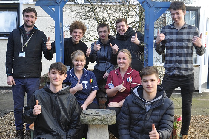 hospital garden - Horticulture apprentices, Instructor Matthew Thomas, Ward Manager Bernadette Parry, Louise White