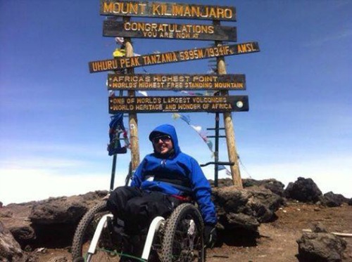 Iain on Mountain Trike wheelchair at Mt Kilimanjaro