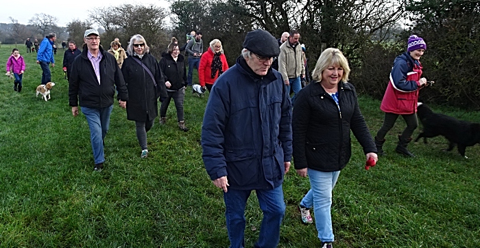 Ian Gould leads the Boxing Day walk across fields in Wistaston (1)