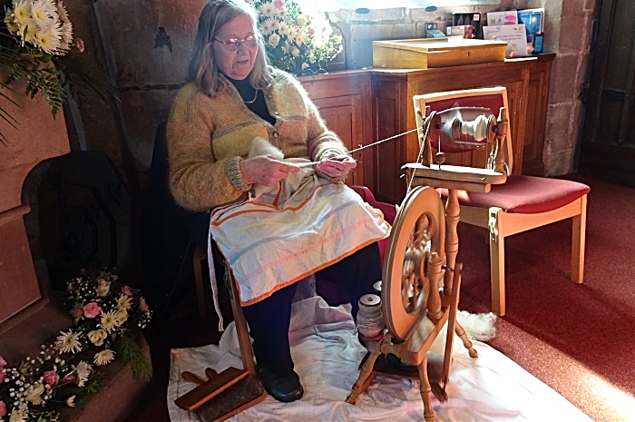 Jean Betteridge gives a spinning demonstration in the St. Michael & All Angels Parish Church (1)