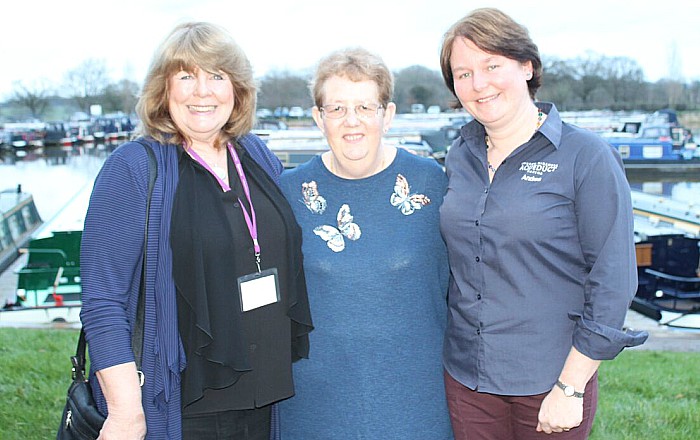 Jeanette Wild, Kidney Research UK; Audrey Foulkes, Aqueduct Marina moorer; Andrea Parton, Aqueduct Marina director