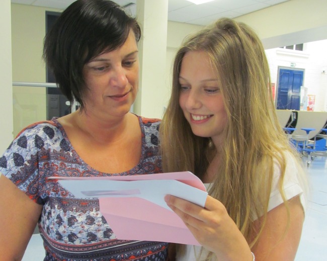 Jess Luke collects A level results at Malbank in Nantwich